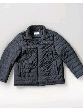 Calvin Klein Women’s Quilted Jacket Large Black Lightweight Zip Front Coat Basic